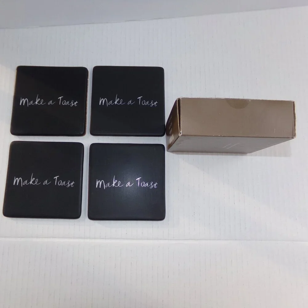 Pier 1 Imports Make A Toast Ceramic Set 4 Coaster Coffee Table